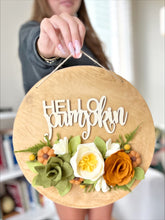 Load image into Gallery viewer, Felt Flower Project Craft Kit | Hello Pumpkin Wood Sign