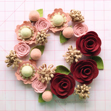 Load image into Gallery viewer, Felt Flower Wreath Craft Kit | Crimson Blush