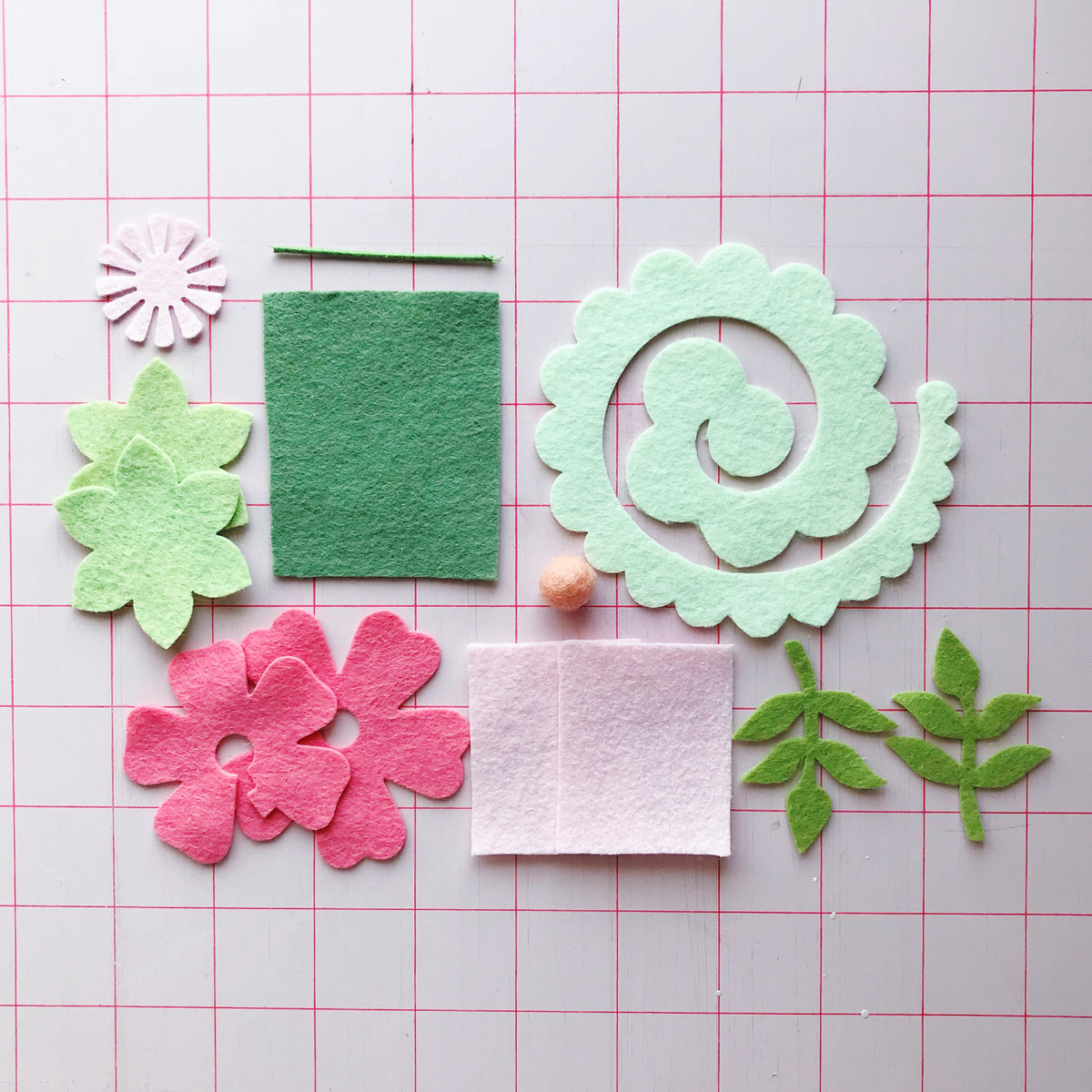 Mini Felt Flower Craft Kit Coral Sage Heartgrooves Handmade