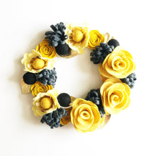 Load image into Gallery viewer, Felt Flower Wreath Craft Kit | Black and Gold