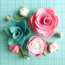Load image into Gallery viewer, Felt Flower Craft Kit | Coral Sage Floral Trio