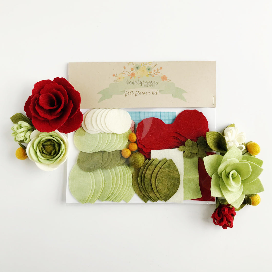 Felt Flower Floral Trio Craft Kit | Deck the Halls Collection