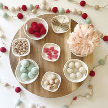 Load image into Gallery viewer, Felt Ball and Wood Bead Garland Craft Kit | Strawberry Mint with Felted Wool Hearts
