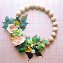 Load image into Gallery viewer, Wood Beaded Wreath Base | 12 inches with 1.5 inch split wood beads
