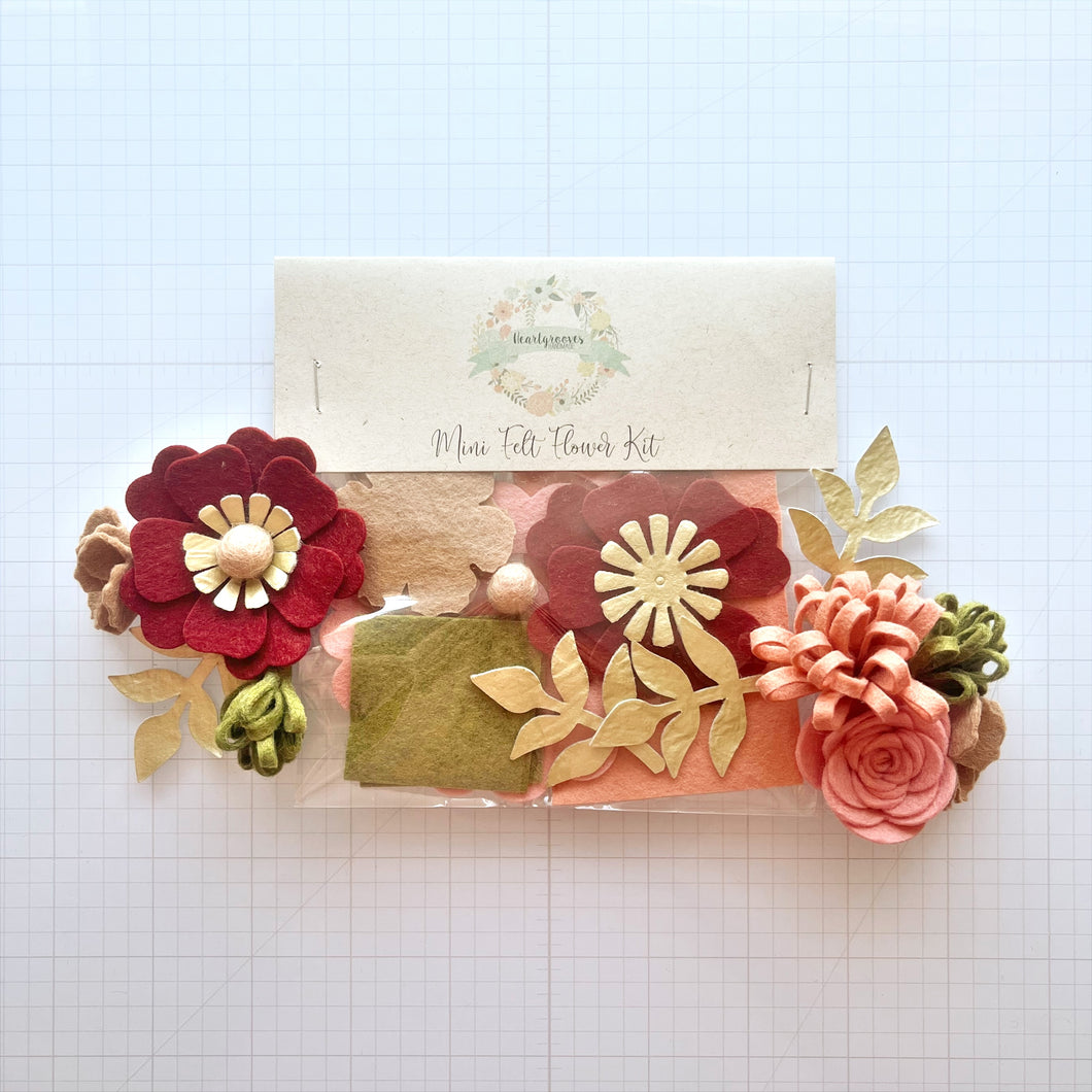 Mini Felt Flower Craft Kit | Crimson Blush