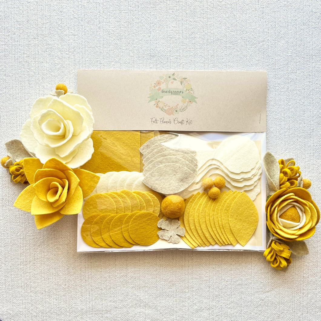 Felt Flower Floral Trio Craft Kit | Gold Rush