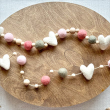 Load image into Gallery viewer, Felt Ball and Wood Bead Garland Craft Kit | Pink Sweetheart with Felted Wool Hearts
