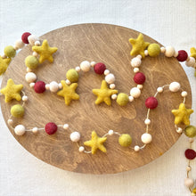 Load image into Gallery viewer, Felt Ball and Wood Bead Garland Craft Kit with Felted Wool Stars | Deck the Halls Collection
