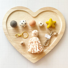 Load image into Gallery viewer, Felt Ball and Wood Bead Keychain Craft Kit With Wool Felted Gold Star | DIY Essential Oil Diffuser
