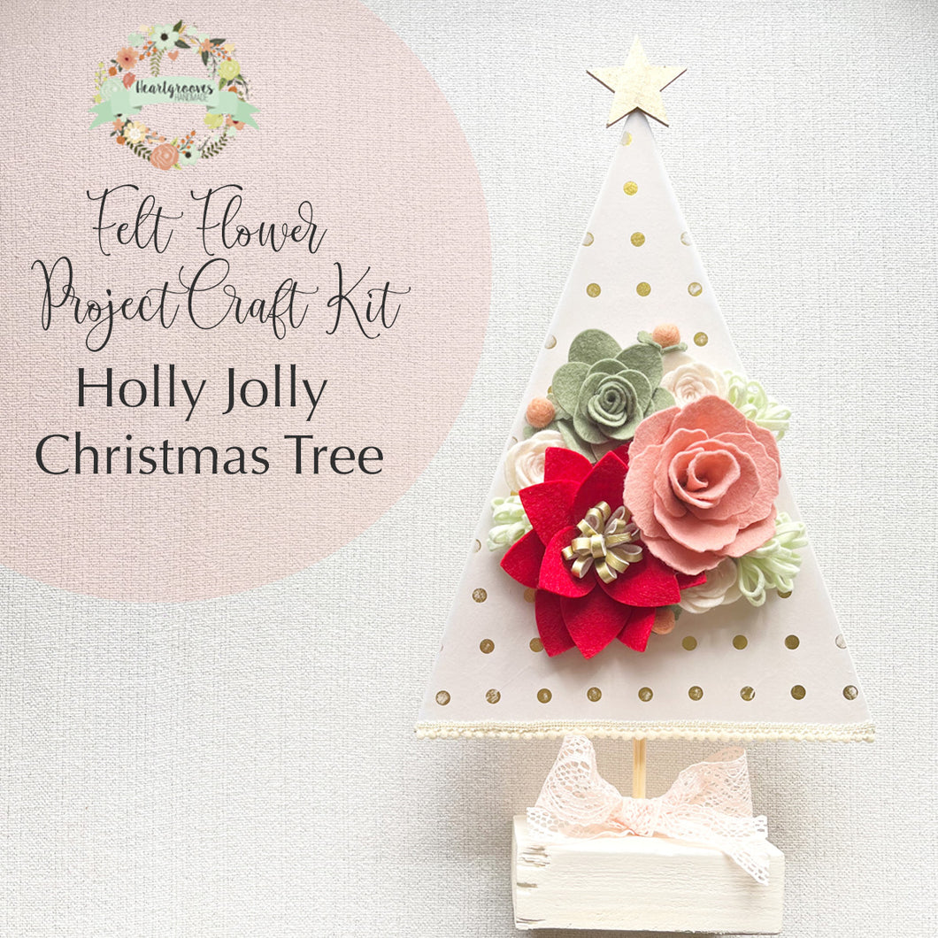 Felt Flower Holly Jolly Christmas Tree Project Craft Kit